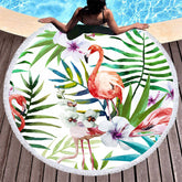 Lofaris Flamingo Hawaii Style Summer Vibe Round Beach Towel